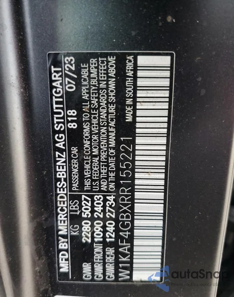 2024 Mercedes-Benz C 300 z USA, uszkodzony, nr VIN W1KAF4GBXRR155221